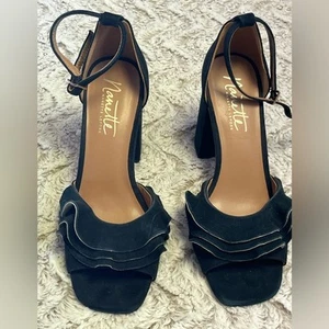 Nanette Lenore Black Suede Heels Size 10 - Picture 1 of 7