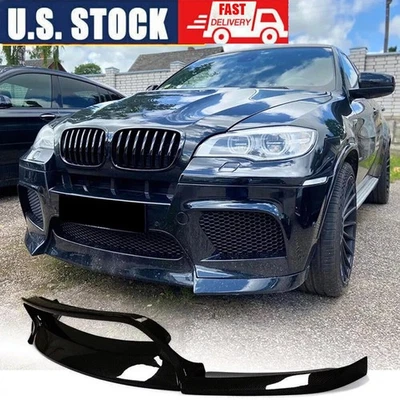 适用于宝马 E71 X6M E70 X5M 2010-2014 GLOSS 黑色前保险杠唇锅分离器 — 第 1/4 张图片