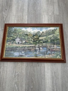 Malerischer Vintage fertiger Pill Creek Cornwall Wandteppich Leinwand gerahmt. - Bild 1 von 4
