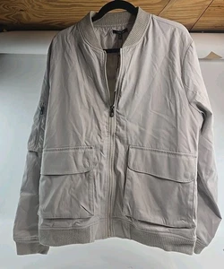 Tahari Jacke Herren Costal Sand Militär Reißverschluss Mantel Größe L, 25" lang $ 89. - Bild 1 von 17