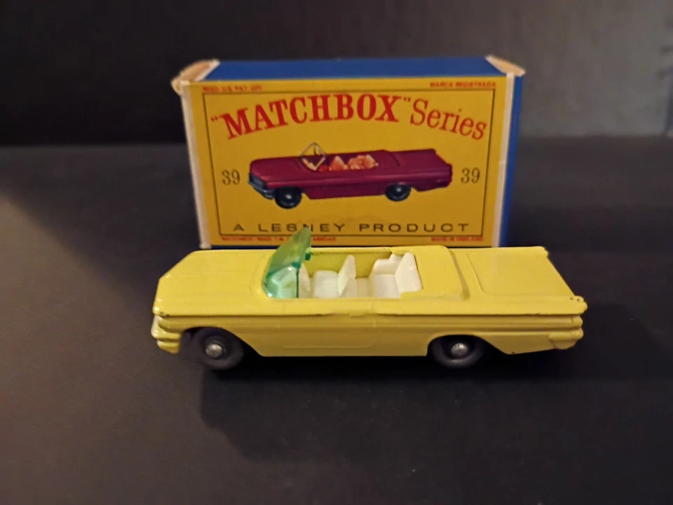 Matchbox #39B Pontiac Convertible 1962 VN/COMO NUEVO en caja D2 original nítida Foto 1 de 4