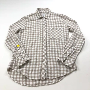 Rails XS 100% Rayon Women's Button Long Sleeve Check Shirt Brown Gray Glitter - Picture 1 of 11