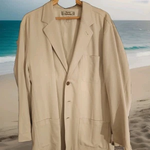 Tommy Bahama Jacket Mens Large Beige Blazer Linen Silk Sports Coat Island Aloha - Picture 1 of 4