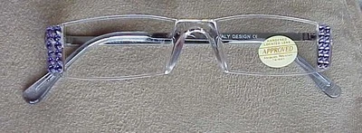 !LECTORES DE GAFAS DE LECTURA DE CRISTAL DE TANZANITA 1,25 CRISTALES EUROPEOS FINOS! Foto 1 de 2