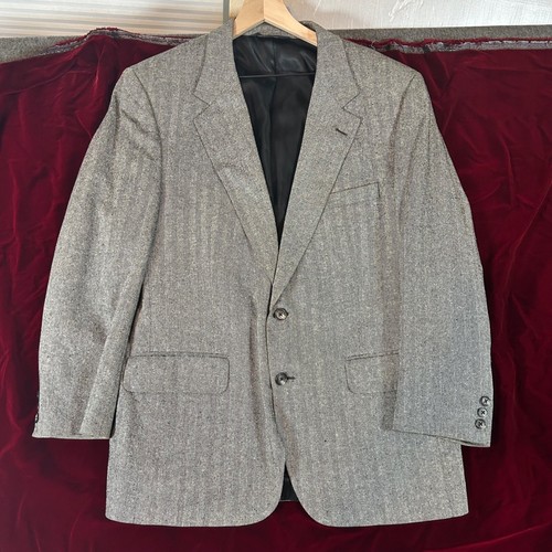 Cappotto sportivo blazer spina di pesce Burberrys vintage 100% seta Union Made USA 44R