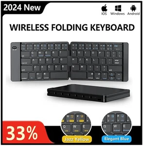Mini Foldable Wireless Keyboard Ultra Slim Portable Bluetooth Keyboard Rechargea - Picture 1 of 11