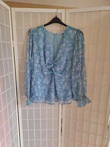 "Very" Pale blue, floral blouse, Size 20, Worn once, VGC, See full description - Picture 1 of 14