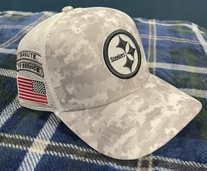 Pittsburgh Steelers New Era 2024 Salute To Service 9SEVENTY Arctic Camo Hat - Picture 1 of 7