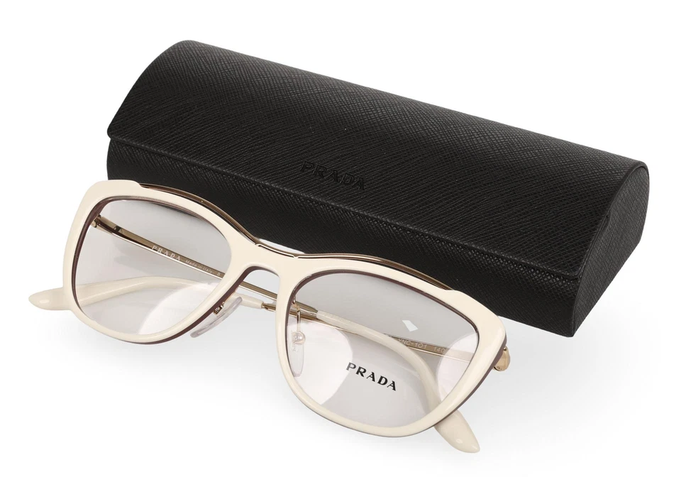 Prada VPR04V 51-18-140 YNC-001 Ivory White/Burgundy Gold Eyeglasses - Image 1 of 4