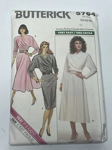 Dress Vintage 80s Size 12-16 UNCUT Pattern 5764 Pleated Draped A-Line Straight - Picture 1 of 2