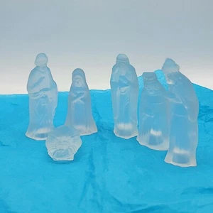 Vintage Frosted Glass Christmas Nativity Scene Set 6 Piece - Picture 1 of 6
