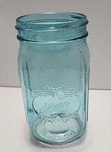 Barattolo da muratore giardino vetro blu acqua EST. 1946 NON SICURO PER ALIMENTI senza coperchio - Foto 1 di 8
