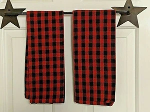 Set of 2 RED and BLACK Buffalo Check Woven Kitchen Towel  18  x  X  28" - Picture 1 of 2