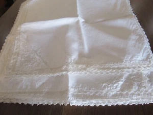 Antique 12 Linen Napkins w/ Hand Made Trim & Hand Done Corners -22"x22" - aa5 cd - Picture 1 of 24