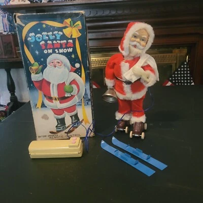 Papá Noel mecánico navideño vintage de los Alpes. Caja Original Funciona Perfectamente Años 50 Foto 1 de 4