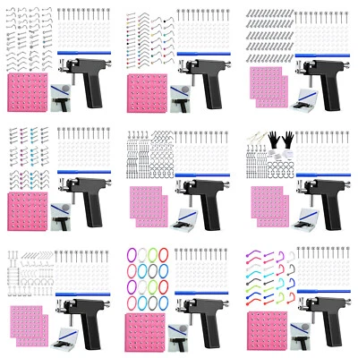 Wholesale Pro Body Ear Piercing Gun Tool Kit Nose Navel Ring Lip Helix Studs Set - Image 1 of 4