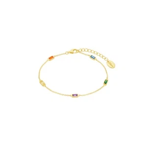 S.oliver Jewel Ladies Chain Bracelet Silver Golden Zirconia Colourful 2035508 - Picture 1 of 2