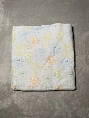 Manta Receptora Bebé Vintage Mono Verde Azul Naranja Amarillo Contorno Blanco Foto 1 de 3