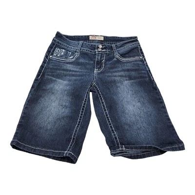 Lei Shorts Juniors 1 Blue Ashley LR Molly Med Wash Denim Jean Festival Coastal  - Image 1 of 4