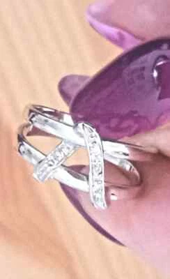 🌹ANELLO in ORO bianco 18 kt 750 con DIAMANTI NATURALI doppia fascia Brillanti🌹 - Imagen 1 de 4