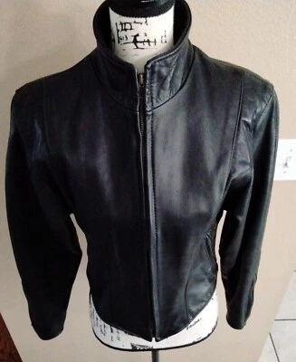 Hot Leathers Women's Black Leather Motorcycle Jacket Sz S READ Description  - Image 1 of 4