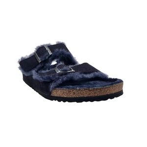 Birkenstock Arizona Shearling Sandals Midnight Blue Suede Men's 46 EU 13-13.5 US - Picture 1 of 10