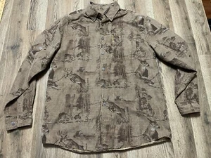 North River Shirt, Men's Size Medium, Brown, Button Down, Long Sleeve, Deer - Picture 1 of 11