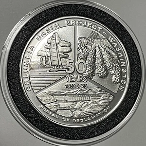1983 Grand Coulee Dam Power Plant Rare Coin 1 Troy Oz .999 Fine Silver Round - Picture 1 of 12