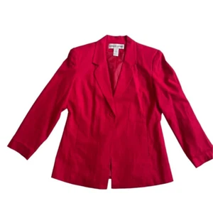 Adolfo Studio linen Blazer Open Front Fashion Long Sleeve size 10P - Picture 1 of 6