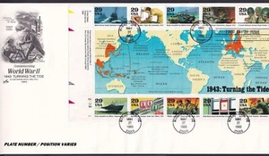 1993 World War WWII Sc 2765 pane of 10 First Day Cover jumbo ArtCraft cachet - Picture 1 of 1