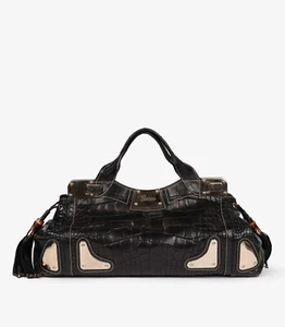 Gucci Black Matte Alligator Leather Large Tassel Race Tote - Picture 1 of 11