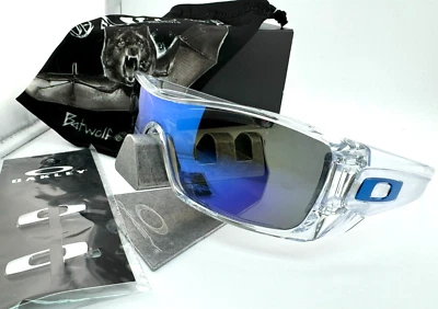 OAKLEY BATWOLF POLISHED CLEAR AFTERMARKET ICE BLUE POLARIZED SUNGLASSES OO9101 - Image 1 of 4