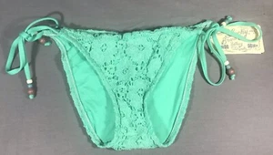 Lucky Brand Bikini Bottoms Crochet Jade Green Side Tie Size XS NWT $54 - Picture 1 of 6