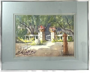 Watercolor Painting By Elsie Mattson “Garden Gate” Signed Framed 16x20” - Picture 1 of 8