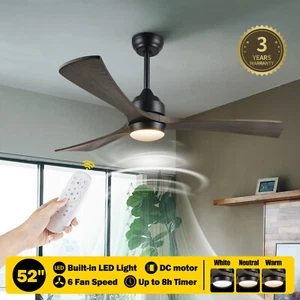 MAC 52" Ceiling Fan Remote Control Reverse Airflow DC Motor 3 Colours LED Light - Picture 1 of 11