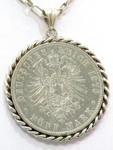 Deutsches Reich 5 Mark 1876 J als Anhänger mit Kette "Hansestadt Hamburg" - Bild 1 von 3