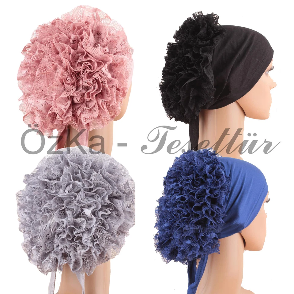 BONE Bonnet Cap Kopftuch Bandana Hijab Tesettür Rüschen firfirli Islam Turban