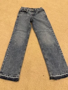 New Gap kids girls 10 slim straight jeans frayed ripped hem - Picture 1 of 8