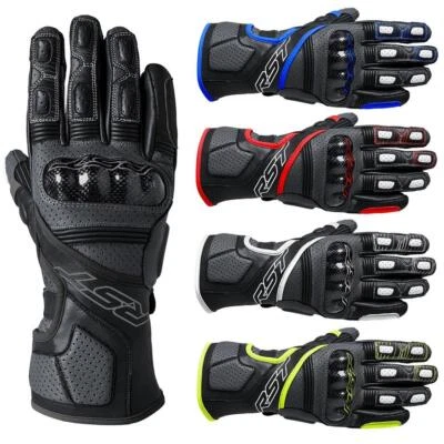 RST Fulcrum Leather Motorcycle Gloves Sports Touring Bike Black Red Blue White
