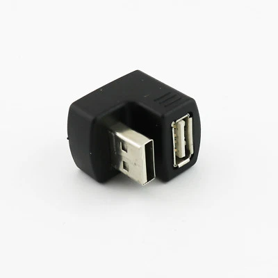 1pc USB 2.0 Type A Male to USB A Female 180 Degree Angle Connector Adapter Black - Image 1 of 4