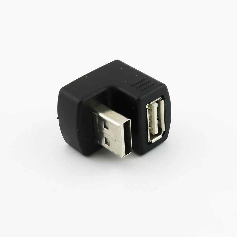 1pc USB 2.0 Type A Male to USB A Female 180 Degree Angle Connector Adapter Black - Image 1 of 4