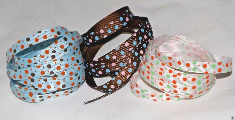 Baby Dots 3/8" Grosgrain Ribbon 5y, DIY Crafts, Baby Shower Favor Decor, U PICK - Image 1 of 2