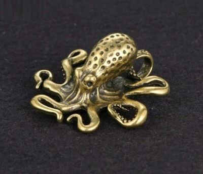 Home Decor Gifts Brass Octopus Animal Statue Small Sculpture Tabletop Figurine - Image 1 of 4