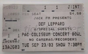 DEF LEPPARD Concert Ticket 23 Sept 2003 Pacific Coliseum Vancouver *FREE SHPG* - Picture 1 of 1