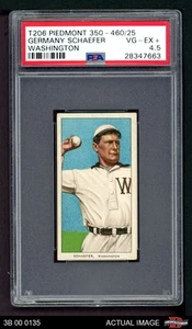 1909 T206 Germany Schaefer Washington Senators VARIATION PSA 4.5 - VG/EX+ - Picture 1 of 2