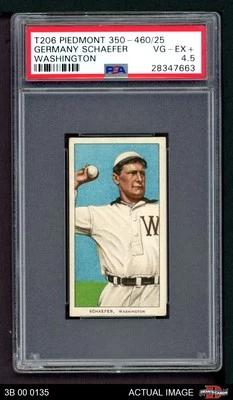 1909 T206 Germany Schaefer Washington Senators VARIATION PSA 4.5 - VG/EX+ - Image 1 of 2