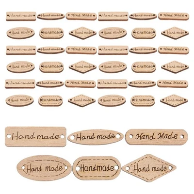  50 Pcs Craft Handmade Tag DIY Sewing Labels for Items Wood Hang Tags Yarn - Bild 1 von 4