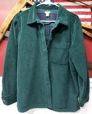 Camisa LL BEAN 100 % Algodón Grande Pana Mangas Largas Abotonada Verde Damas Foto 1 de 4