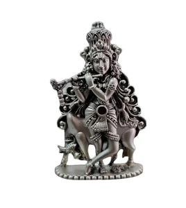 Shree Krishna Idol In Pure 925 Silver / Shree Krishna Statue Murti In Silver - Picture 1 of 1