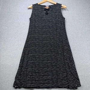 Chico's Black White Striped Sleeveless A-Line Lace Up Dress Size 1 (M) - Picture 1 of 11